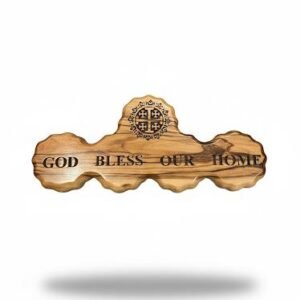Handcrafted Olive Wood "God Bless Our Home" Wall Plaque.