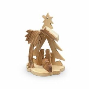 Handcrafted Olive Wood Miniature Nativity Scene.