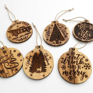 Olive Wood Christmas Ornaments Set
